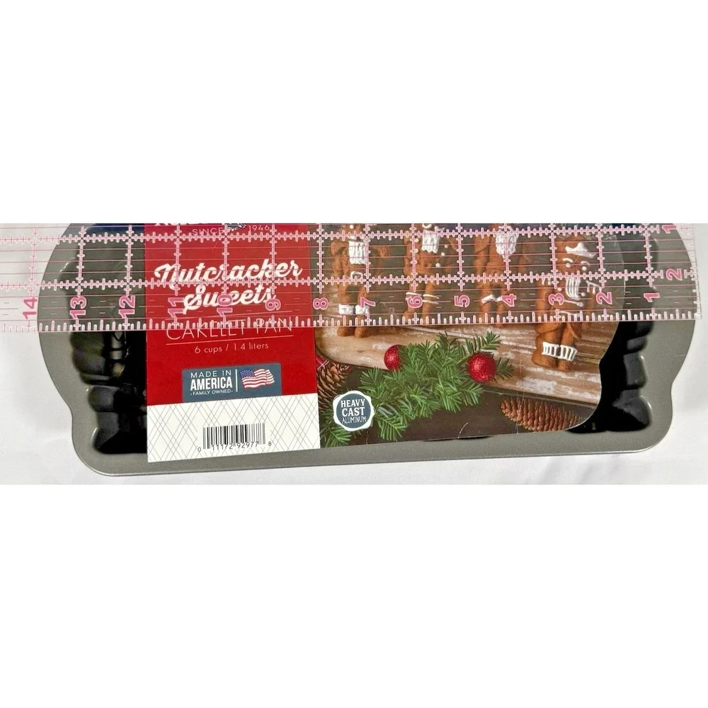 Nordic Ware Nutcracker Sweets Cakelet Pan Silver Cast Aluminum 92977